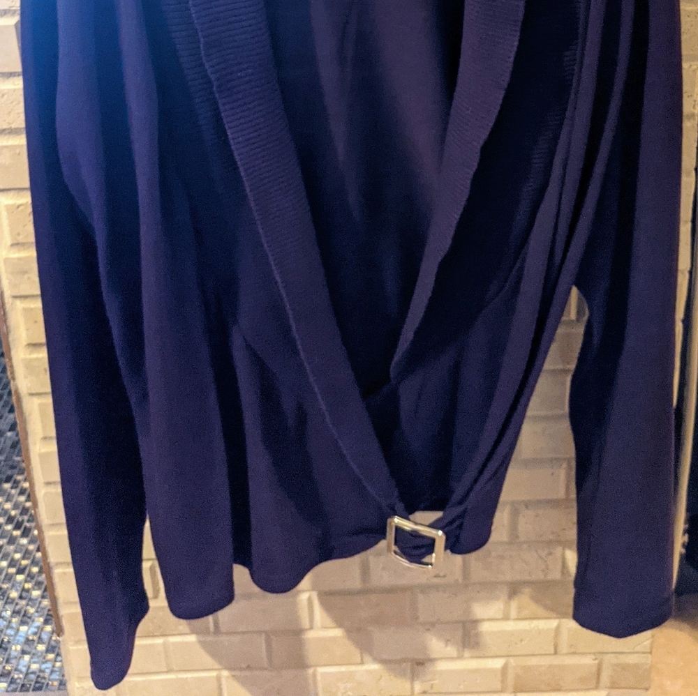 Pretty Dark Purple Wrap Cardigan with Buckle